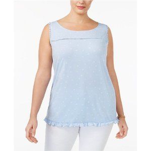 Ny Collection Plus Size Printed Button-Back Top, Size 2X, Retail $49.00